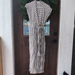Farrow Navy and White Striped Maxi Dress